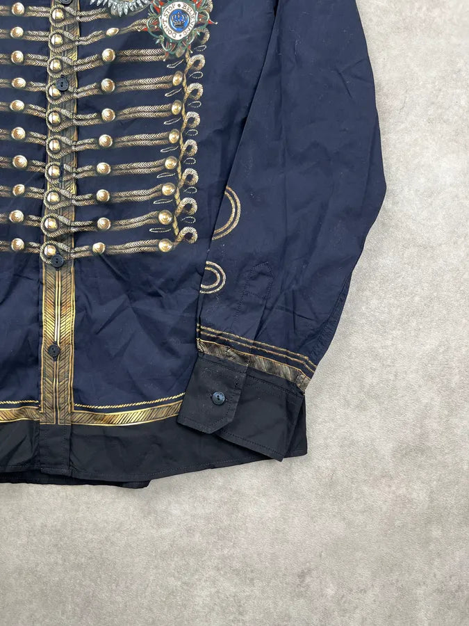 AW2017 Dolce & Gabbana Dark Blue Officer Napoleon Military Shirt vskXGwz 7