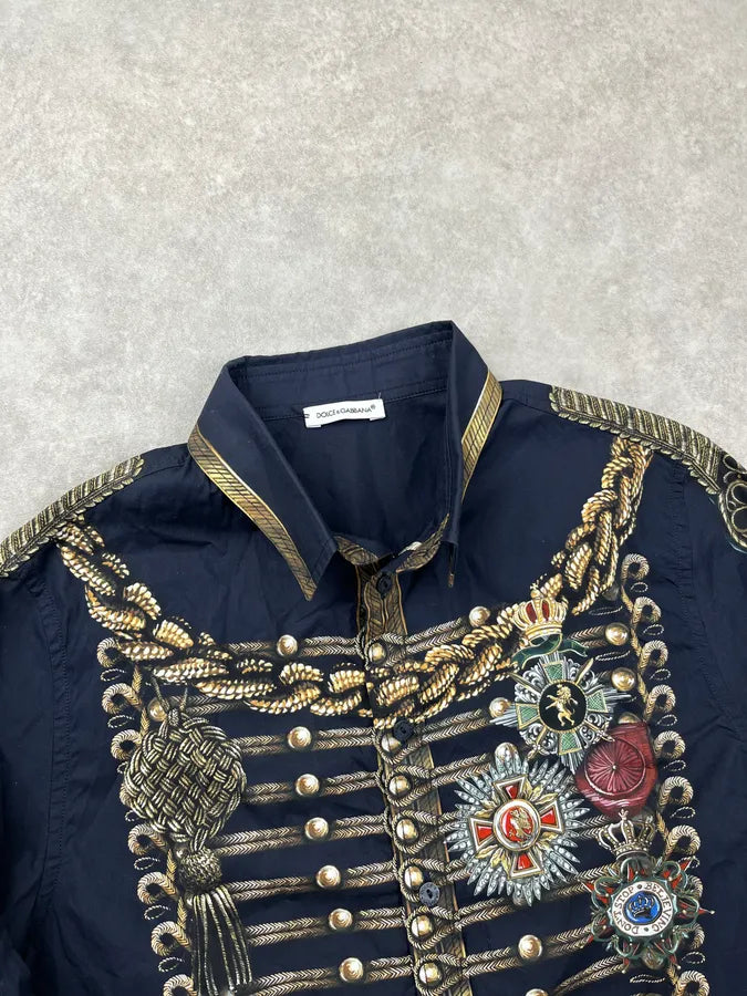 AW2017 Dolce & Gabbana Dark Blue Officer Napoleon Military Shirt vskXGwz 5