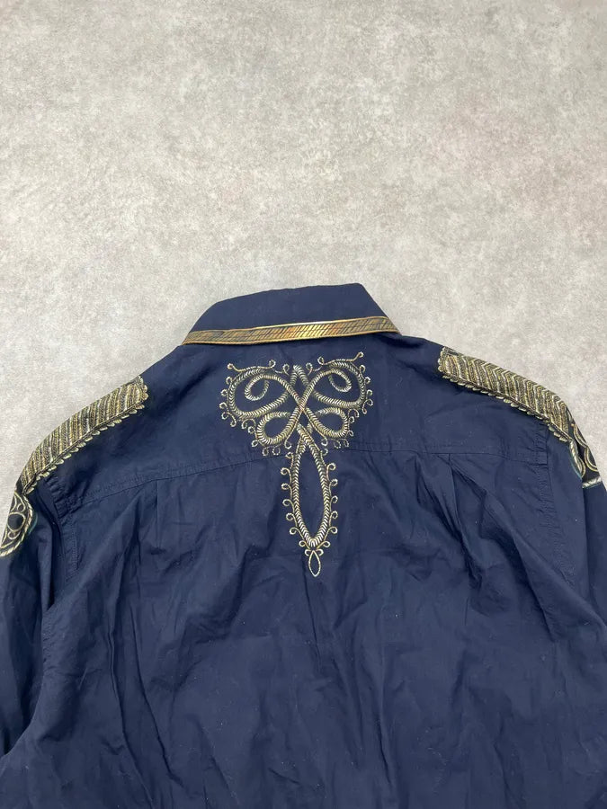 AW2017 Dolce & Gabbana Dark Blue Officer Napoleon Military Shirt vskXGwz 6