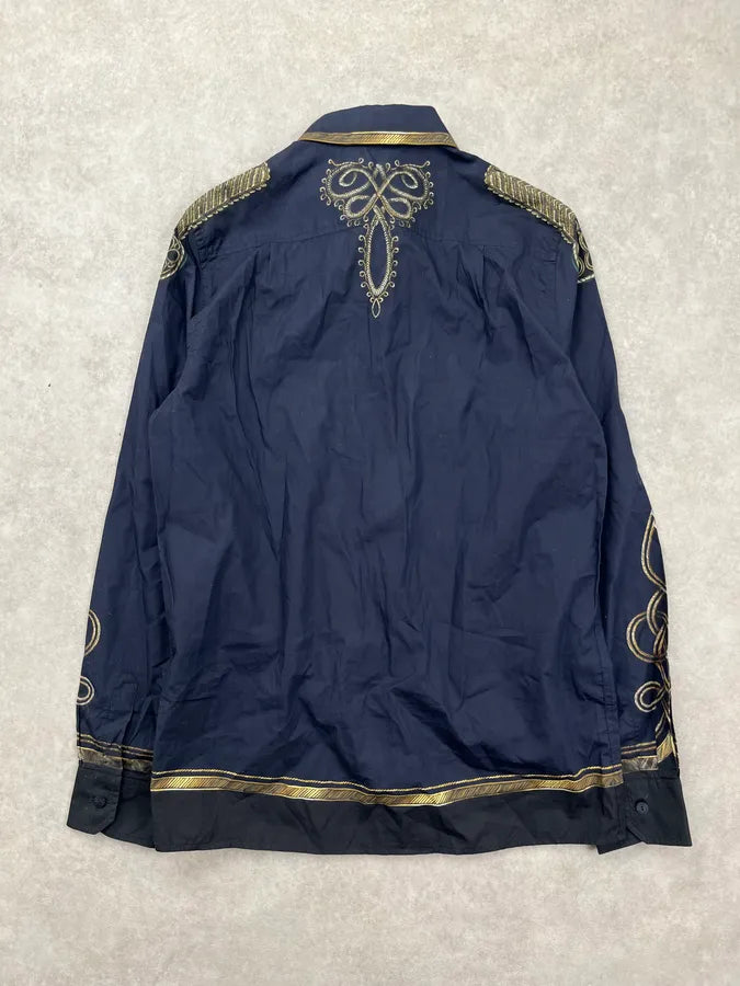 AW2017 Dolce & Gabbana Dark Blue Officer Napoleon Military Shirt vskXGwz 4