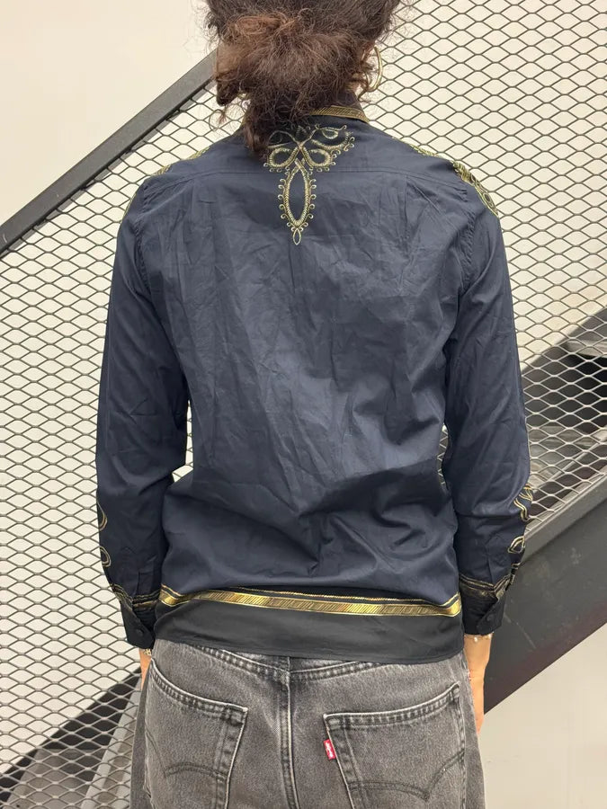 AW2017 Dolce & Gabbana Dark Blue Officer Napoleon Military Shirt vskXGwz 2