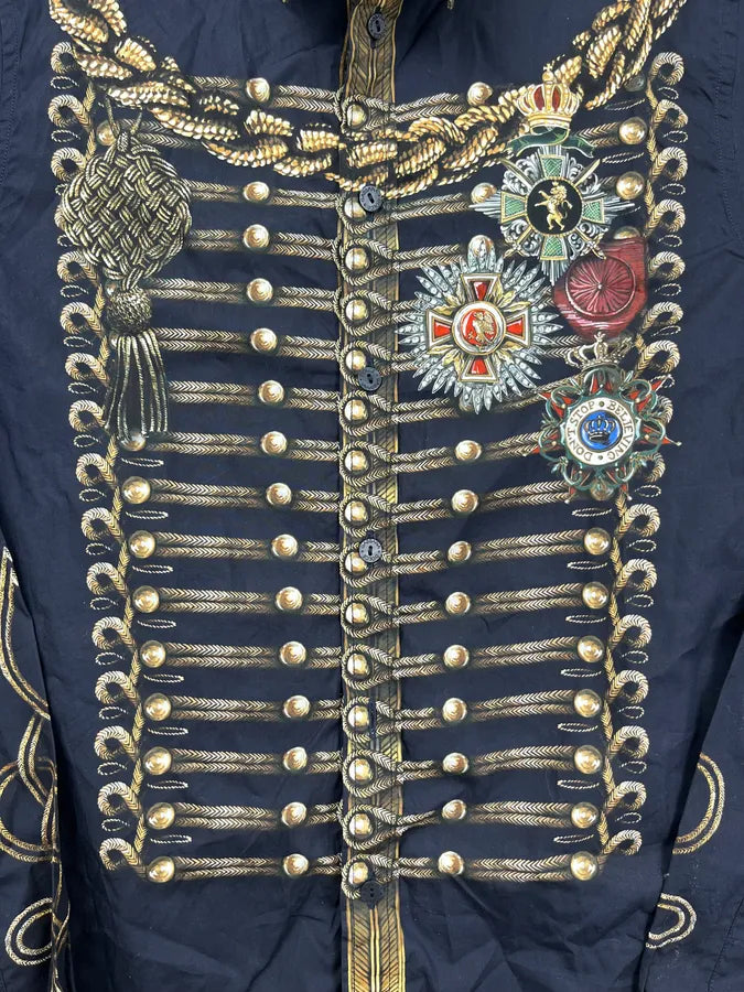 AW2017 Dolce & Gabbana Dark Blue Officer Napoleon Military Shirt vskXGwz 9