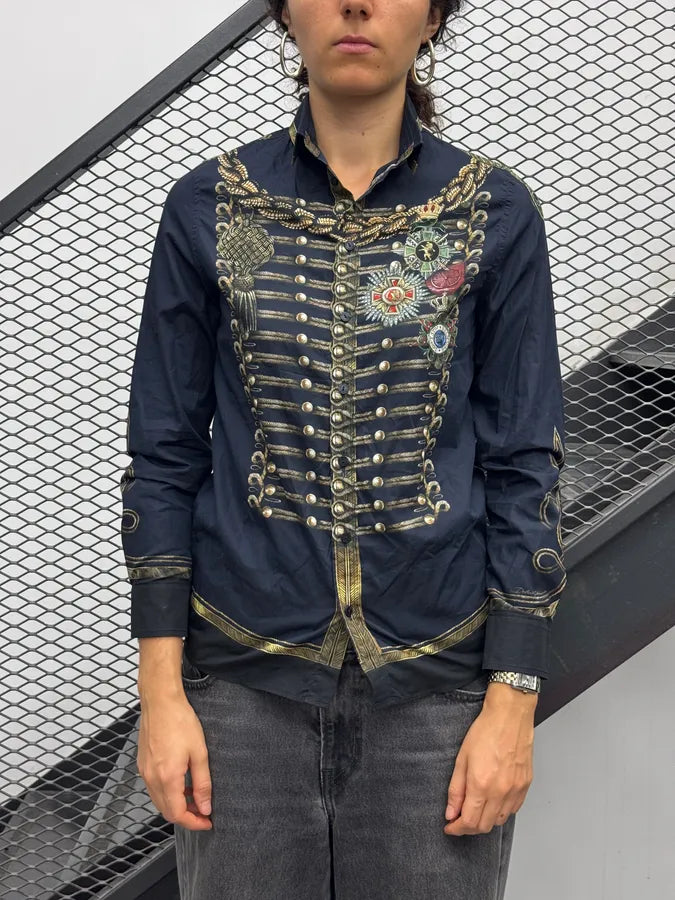 AW2017 Dolce & Gabbana Dark Blue Officer Napoleon Military Shirt vskXGwz 1