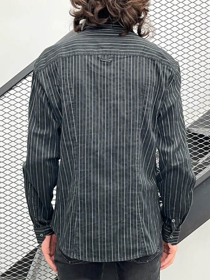 AW2005 Dolce & Gabbana Black Cotton Pinstriped Shirt zVcEFBf 2