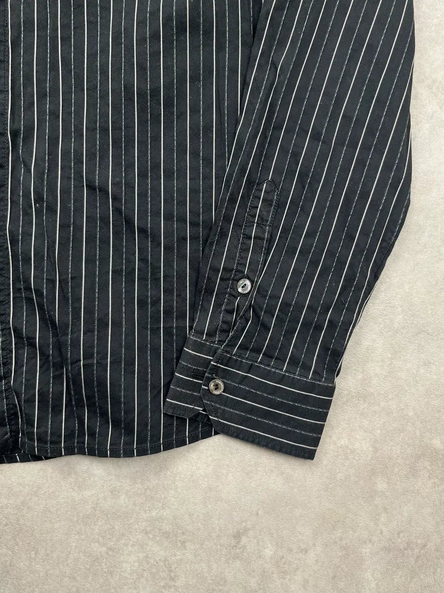 AW2005 Dolce & Gabbana Black Cotton Pinstriped Shirt zVcEFBf 7
