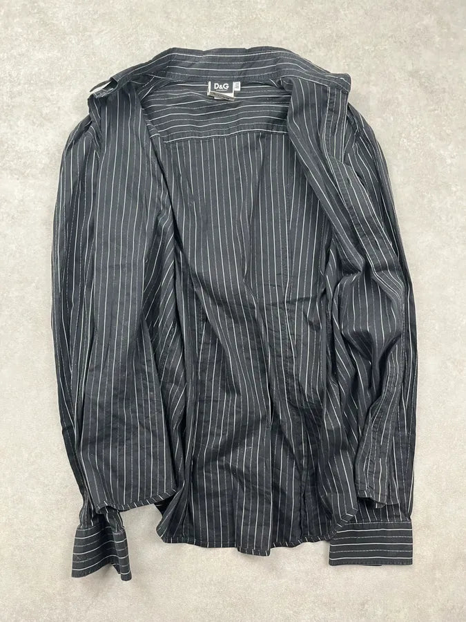 AW2005 Dolce & Gabbana Black Cotton Pinstriped Shirt zVcEFBf 3