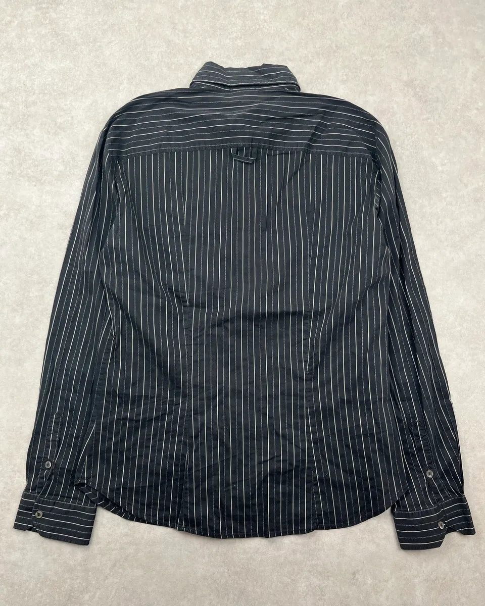 AW2005 Dolce & Gabbana Black Cotton Pinstriped Shirt zVcEFBf 4