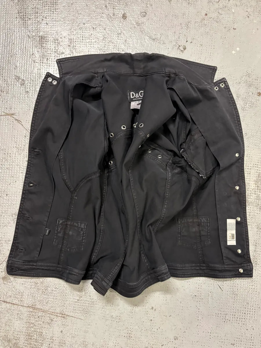SS2004 Dolce & Gabbana Black Eyelet Perfecto Jacket UNFUJuu 6