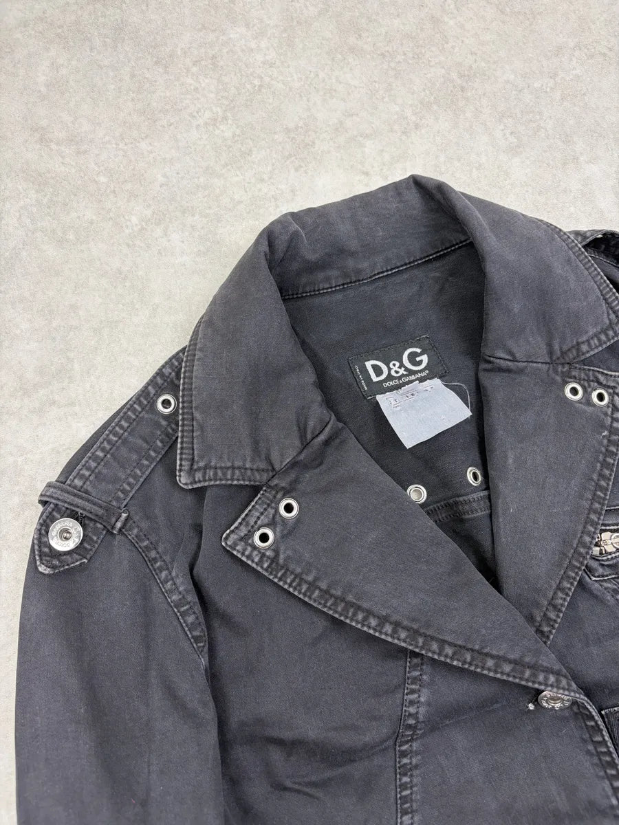 SS2004 Dolce & Gabbana Black Eylet Denim Jacket jEytSjD 4