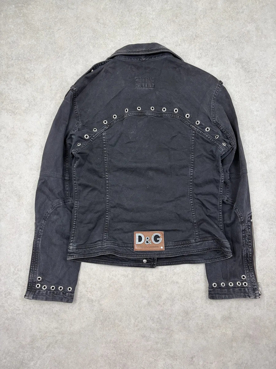 SS2004 Dolce & Gabbana Black Eylet Denim Jacket jEytSjD 6