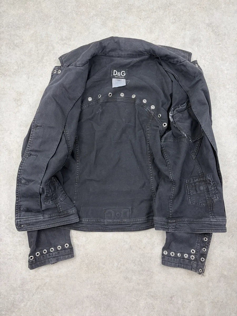 SS2004 Dolce & Gabbana Black Eylet Denim Jacket jEytSjD 8