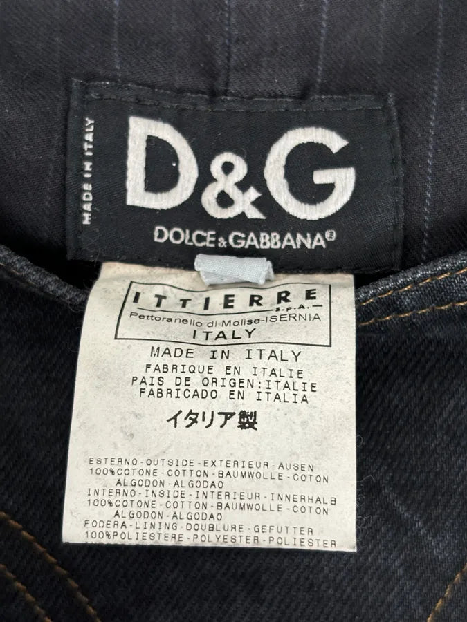 AW2003 Dolce & Gabbana Black Faded Denim Raw Denim Jacket cBaMXZn 9