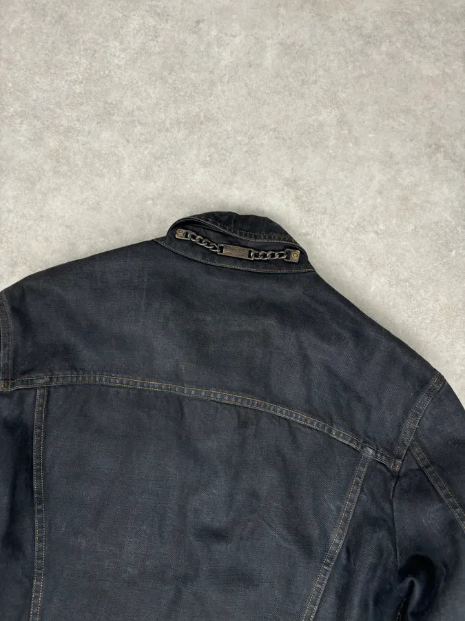 AW2003 Dolce & Gabbana Black Faded Denim Raw Denim Jacket cBaMXZn 5