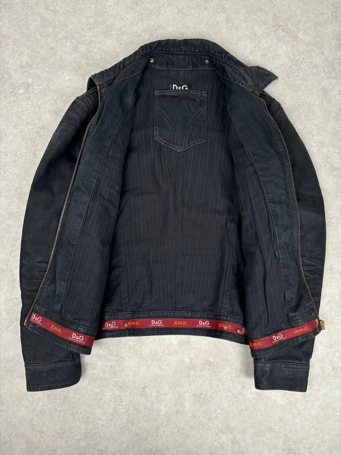 AW2003 Dolce & Gabbana Black Faded Denim Raw Denim Jacket cBaMXZn 6