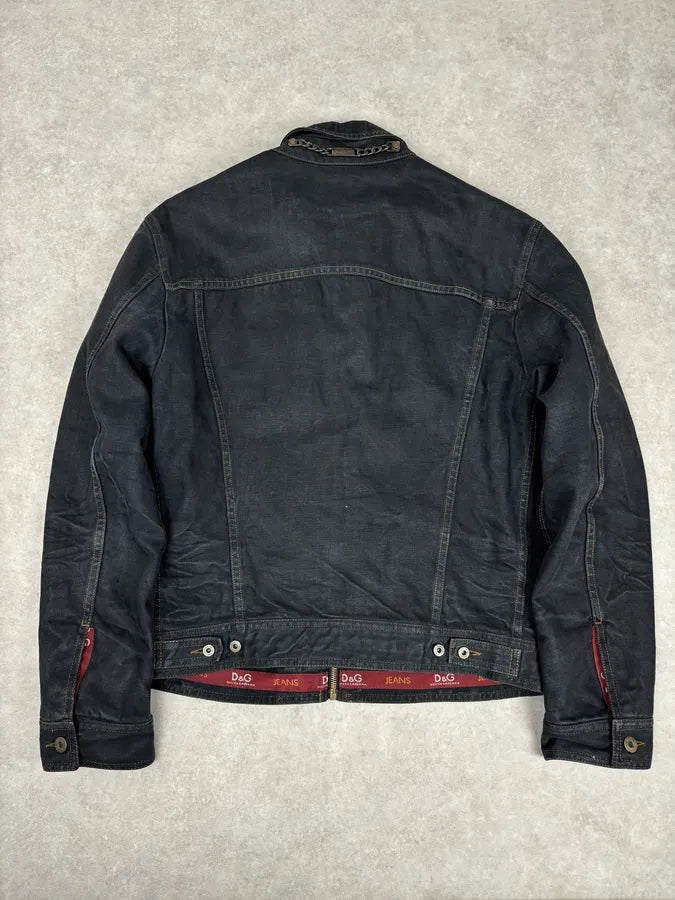 AW2003 Dolce & Gabbana Black Faded Denim Raw Denim Jacket cBaMXZn 4