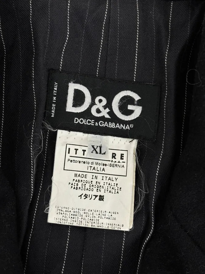 AW2006 Dolce & Gabbana Black Double-Breasted Buttoned Officer Wool Coat kghAzhb 8