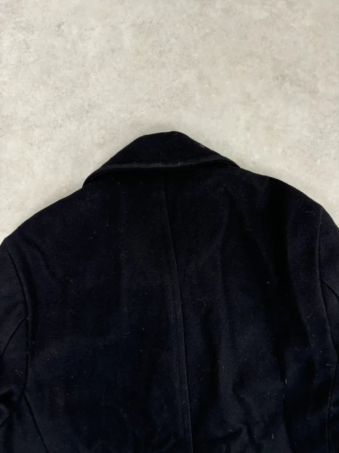 AW2006 Dolce & Gabbana Black Double-Breasted Buttoned Officer Wool Coat kghAzhb 5