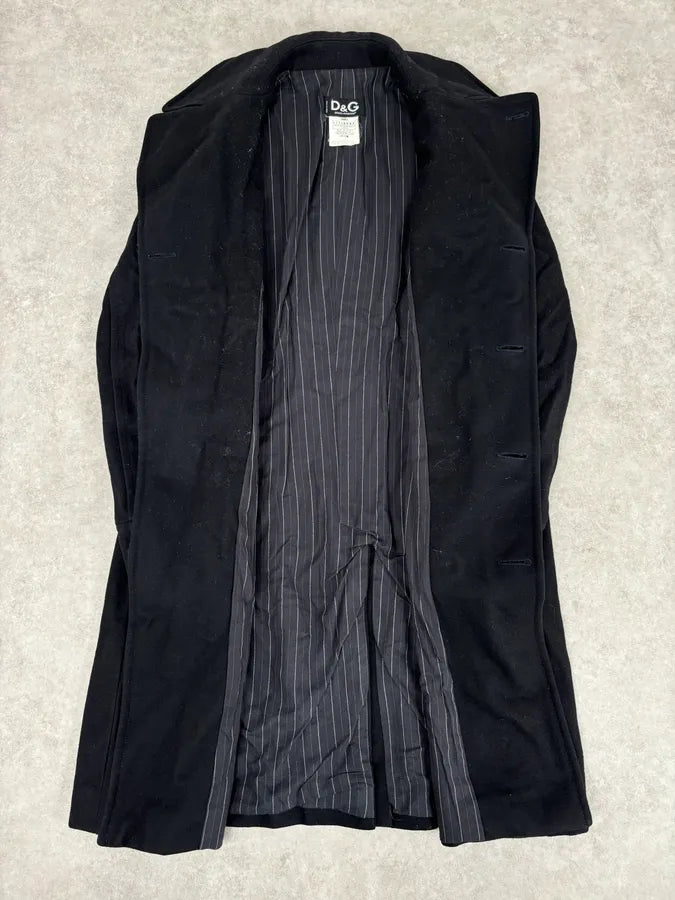 AW2006 Dolce & Gabbana Black Double-Breasted Buttoned Officer Wool Coat kghAzhb 6