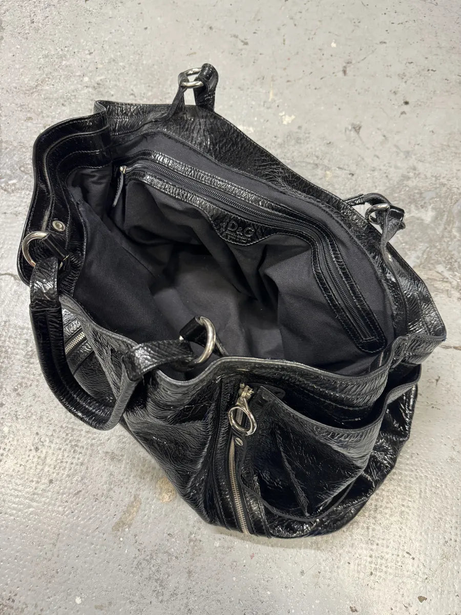 Dolce & Gabbana Black Gaia Satin Leather Handle Bag aHJIOBV 7