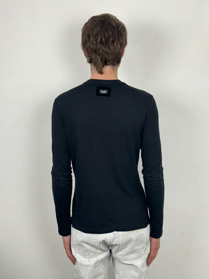 2000s Dolce & Gabbana Black Henley Knit Longsleeve HBKULmW 1