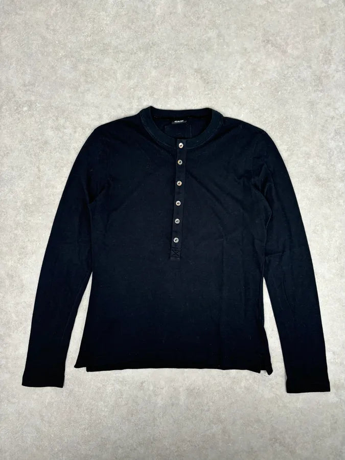 2000s Dolce & Gabbana Black Henley Knit Longsleeve HBKULmW 2
