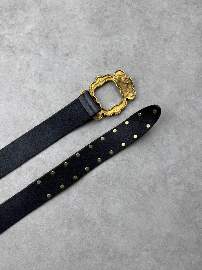 AW2006 Dolce & Gabbana Black Leather Baroque Angel Belt xOtRGbZ 7