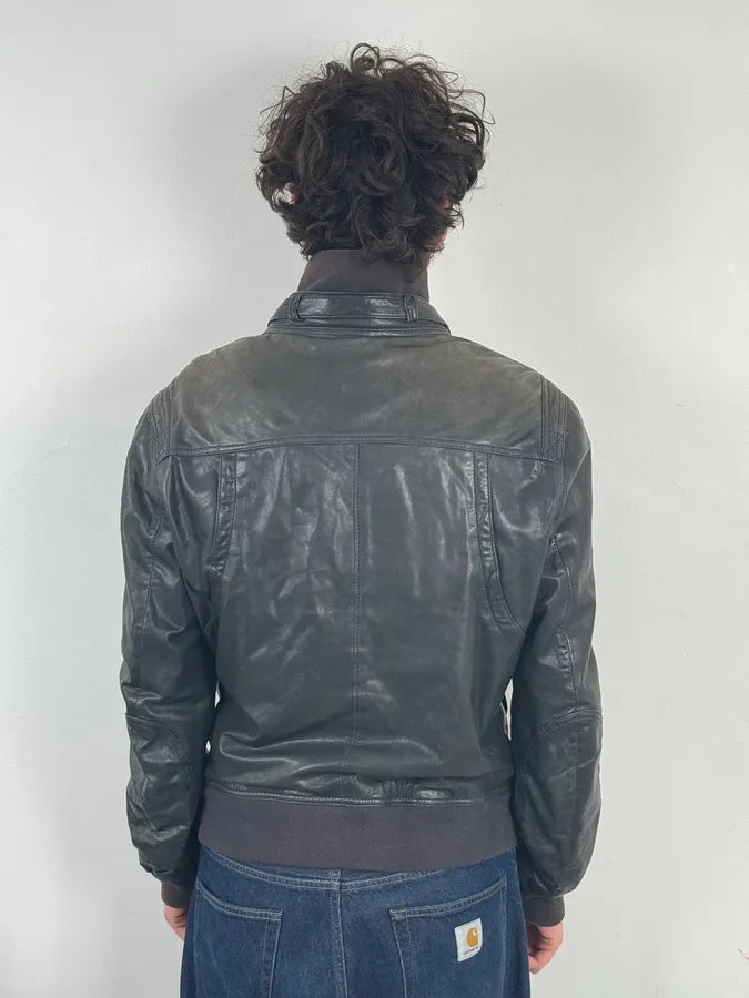 2000s Dolce & Gabbana Black Leather Buttoned Jacket  BcEqqYr 2