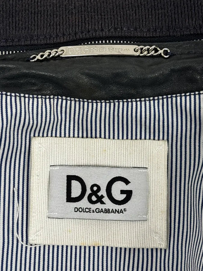 2000s Dolce & Gabbana Black Leather Buttoned Jacket  BcEqqYr 11