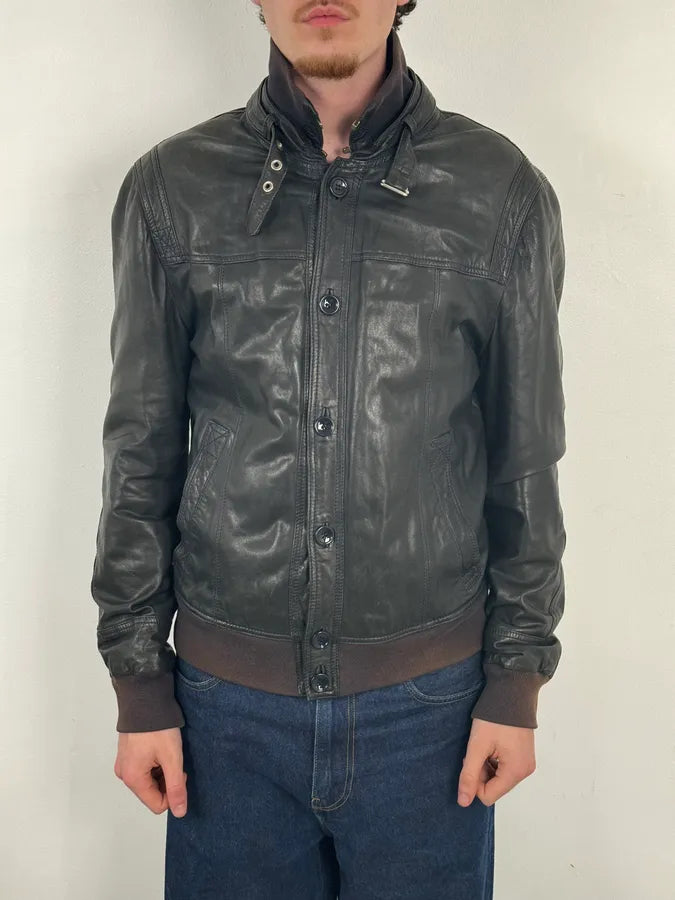 2000s Dolce & Gabbana Black Leather Buttoned Jacket  BcEqqYr 1