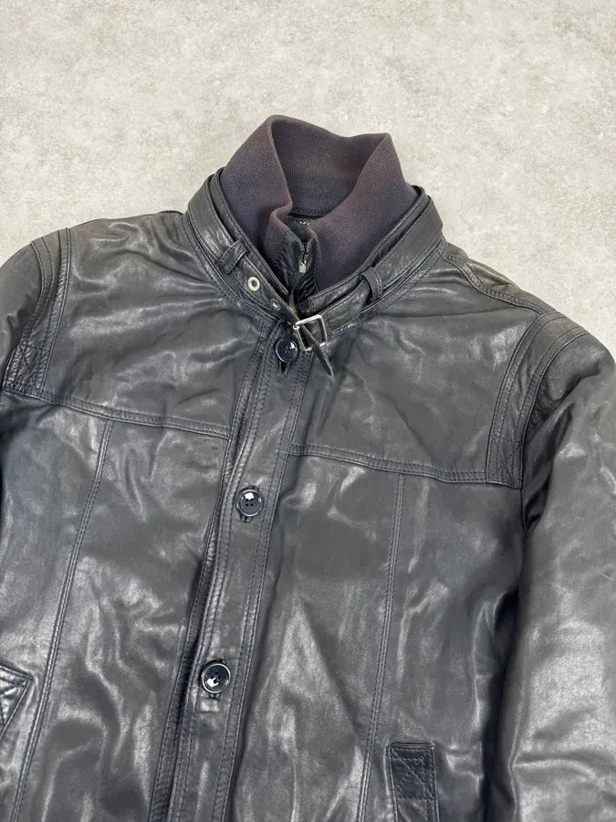 2000s Dolce & Gabbana Black Leather Buttoned Jacket  BcEqqYr 4