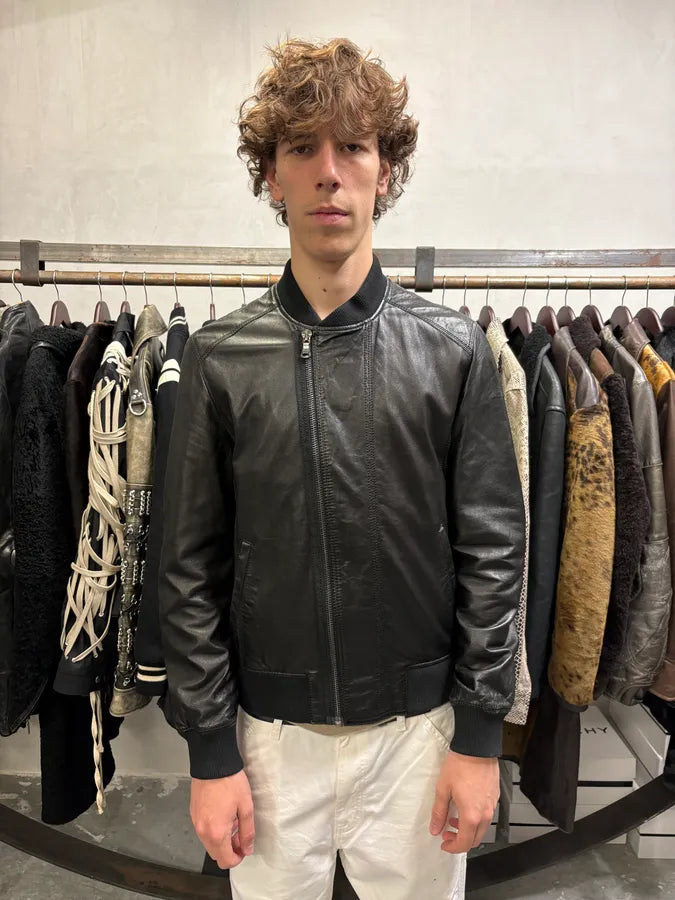 Dolce & Gabbana Black Leather Bomber Jacket (L) xBEekqL 1