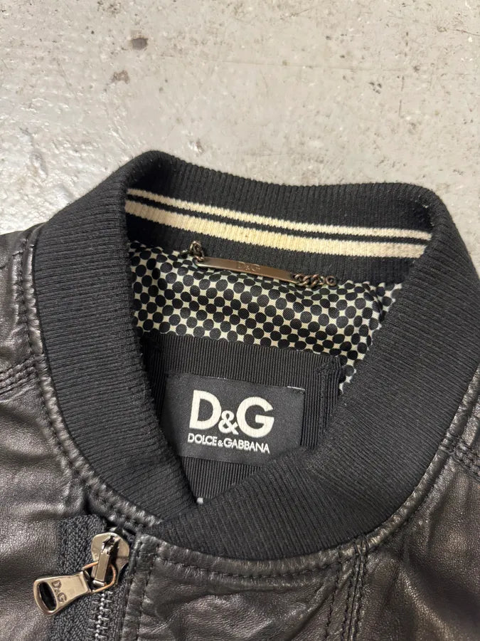 Dolce & Gabbana Black Leather Bomber Jacket (L) xBEekqL 11