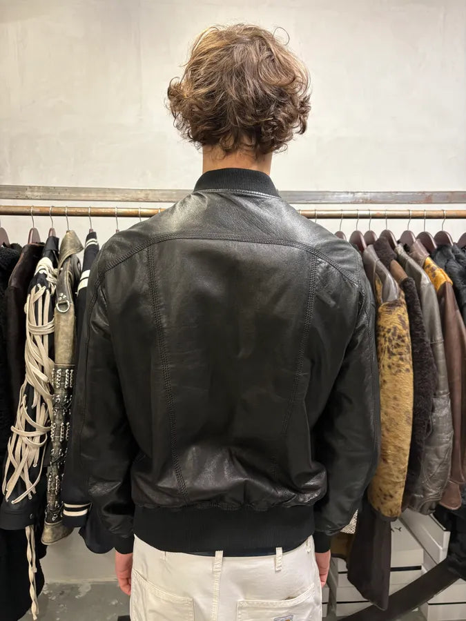 Dolce & Gabbana Black Leather Bomber Jacket (L) xBEekqL 2