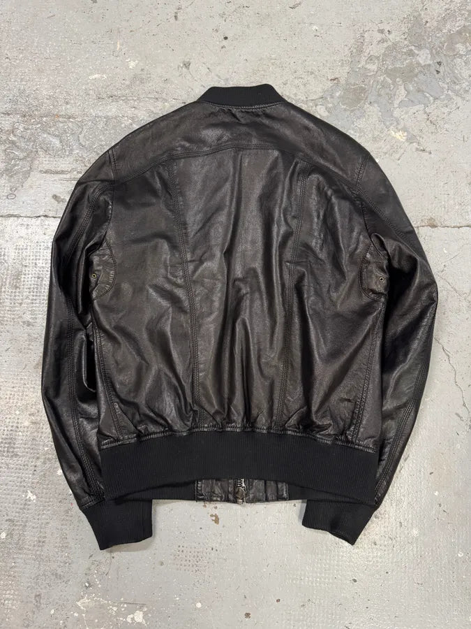 Dolce & Gabbana Black Leather Bomber Jacket (L) xBEekqL 5