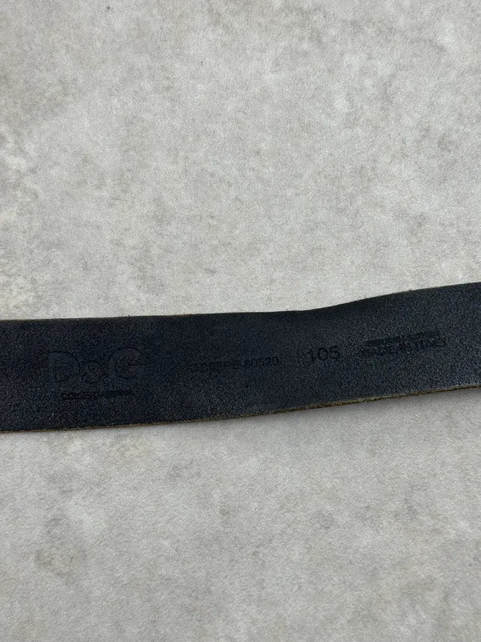 2000s Dolce & Gabbana Black Leather Plate Logo Belt szjLmGY 9