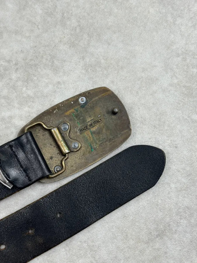 2000s Dolce & Gabbana Black Leather Plate Logo Belt szjLmGY 8