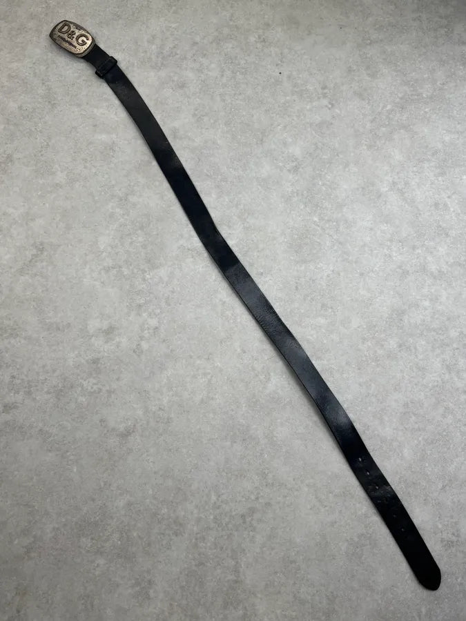 2000s Dolce & Gabbana Black Leather Plate Logo Belt szjLmGY 7