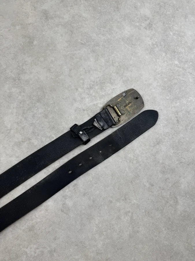 2000s Dolce & Gabbana Black Leather Plate Logo Belt szjLmGY 6