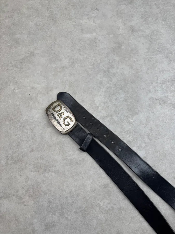 2000s Dolce & Gabbana Black Leather Plate Logo Belt szjLmGY 4