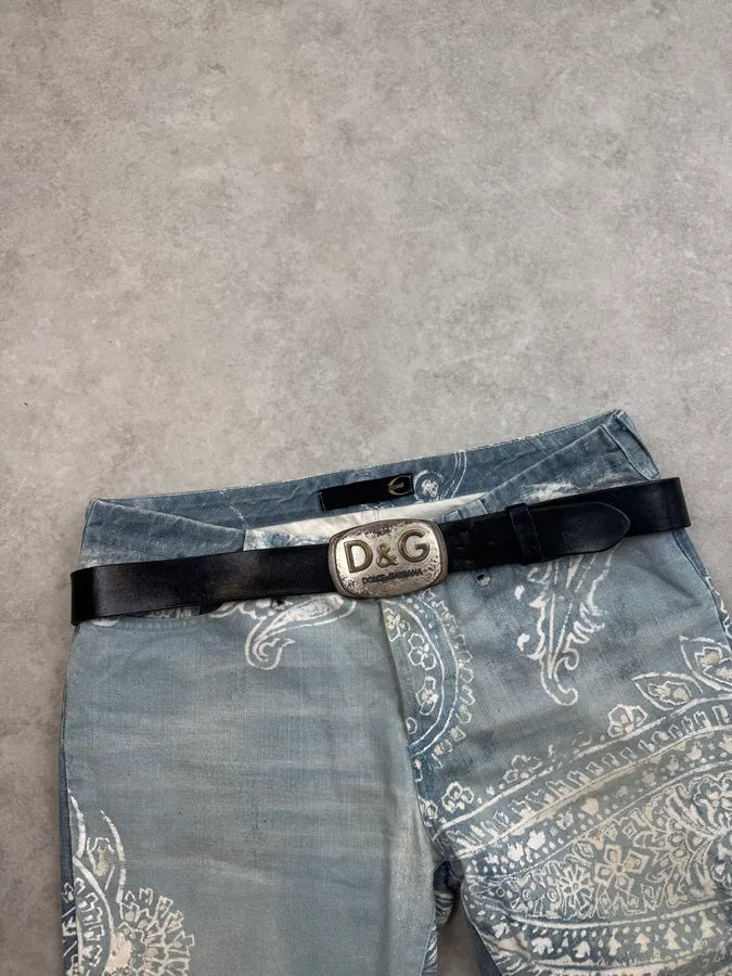 2000s Dolce & Gabbana Black Leather Plate Logo Belt szjLmGY 0