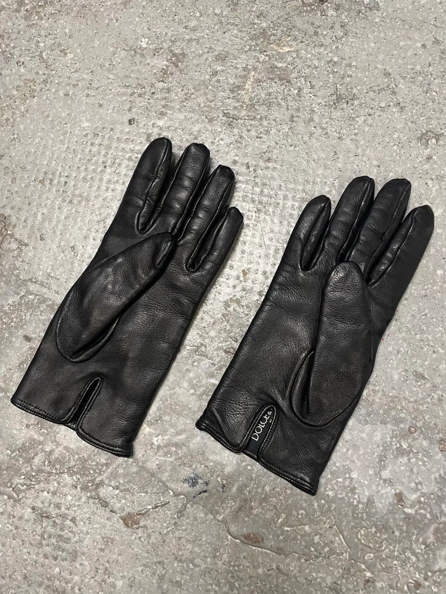 Dolce & Gabbana Black Leather Gloves (OS) 1