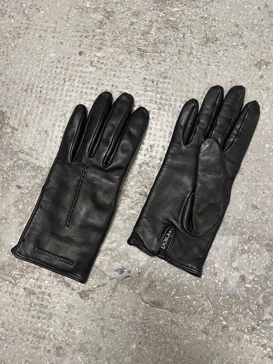 Dolce & Gabbana Black Leather Gloves (OS) 2