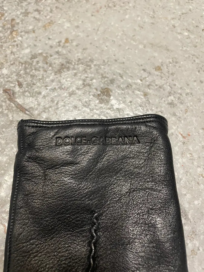 Dolce & Gabbana Black Leather Gloves (OS) 4
