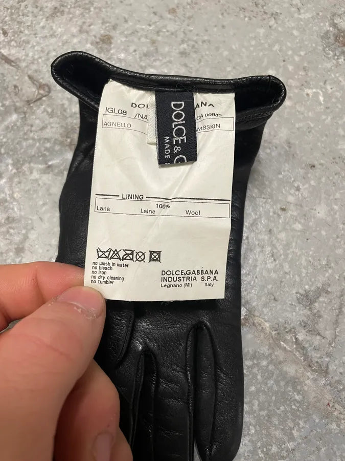 Dolce & Gabbana Black Leather Gloves (OS) 5
