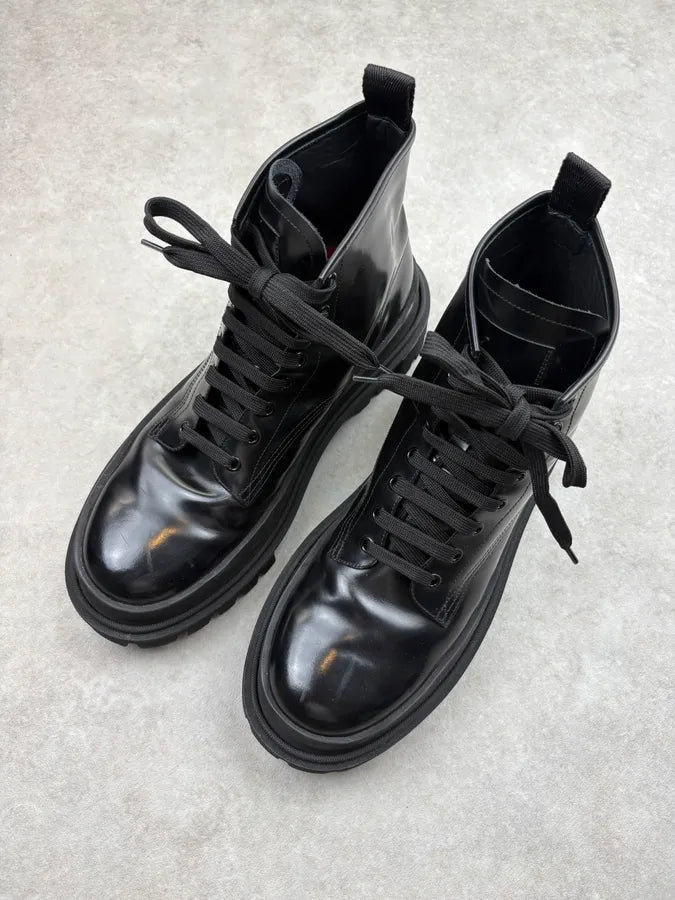 Dolce & Gabbana Black Leather Lug Sole Boots nEOrpHu 2
