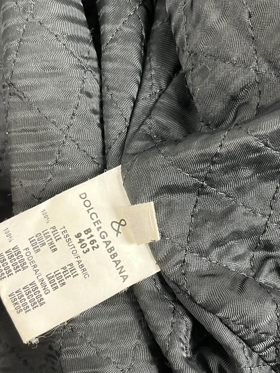 1990s Dolce & Gabbana Black Leather Multi-Pocket Bomber Jacket daZJKmC 10