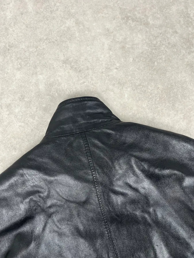 1990s Dolce & Gabbana Black Leather Multi-Pocket Bomber Jacket daZJKmC 6