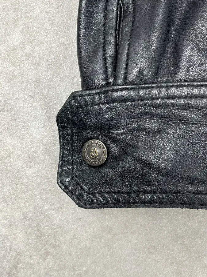 1990s Dolce & Gabbana Black Leather Multi-Pocket Bomber Jacket daZJKmC 8