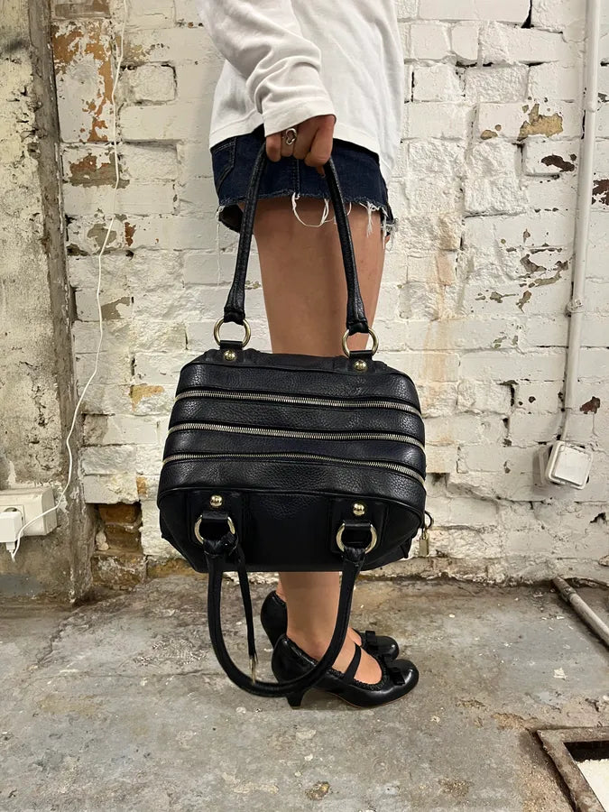 AW2010 Dolce & Gabbana Black Leather Multi Zip Lily Handle Bag yXCwOcM 1