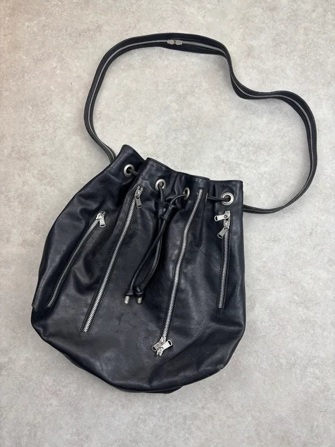 SS2003 Dolce & Gabbana Black Leather Multi-Zip Shoulder Bag dmTgaKS 3